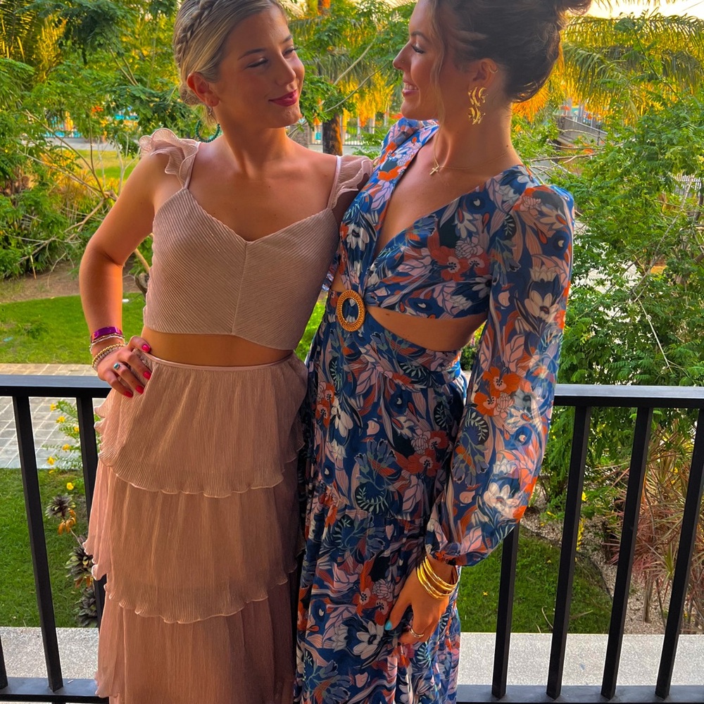 Gianni Bini Blue and Orange Floral Dress